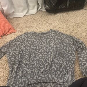 Gray Leopard Print Women's Sweater